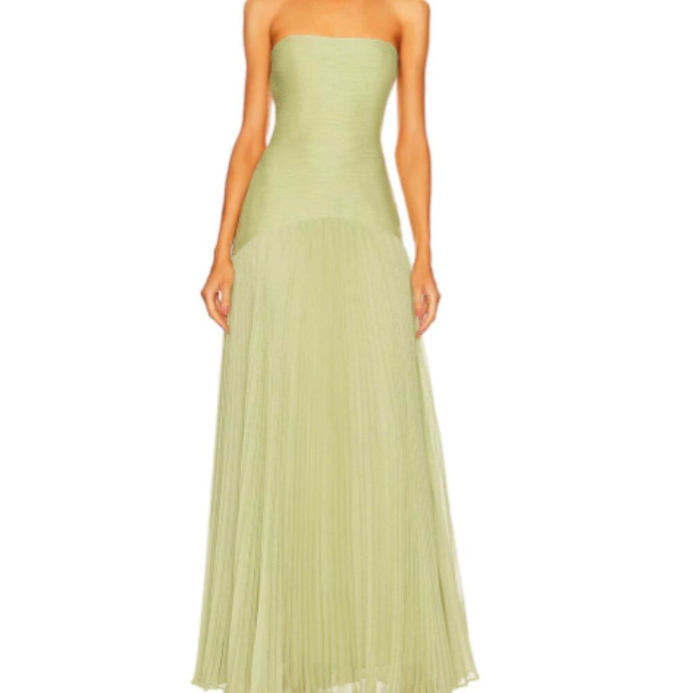 STRAPLESS GREEN OCCASION DRESS